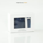 Navy blue geometric patterned Tie Gift Set – 3pc Premium Silk Necktie, Pocket Square & Cufflinks TS-1082 - Image 3