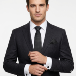 Black Polka Dot Pattern. Tie Gift Set – 3pc Premium Silk Necktie, Pocket Square & Cufflinks TS-1083