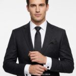 Black Polka Dot Pattern. Tie Gift Set – 3pc Premium Silk Necktie, Pocket Square & Cufflinks TS-1083