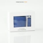 Blue Geometric Patterned  Tie Gift Set – 3pc Premium Silk Necktie, Pocket Square & Cufflinks TS-1084 - Image 3