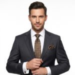 Reiss Dark Brown Alessio Silk Floral Patterned Tie Gift Set – 3pc Premium Silk Necktie, Pocket Square & Cufflinks TS-1089