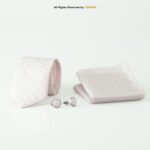 Pink Geometric Patterned Tie Gift Set – 3pc Premium Silk Necktie, Pocket Square & Cufflinks TS-1090 - Image 2