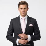 Pink Geometric Patterned Tie Gift Set – 3pc Premium Silk Necktie, Pocket Square & Cufflinks TS-1090