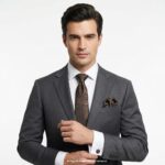 Gusleson Brown Paisley Patterned Tie Gift Set – 3pc Premium Silk Necktie, Pocket Square & Cufflinks TS-1092