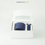Blue Dotted necktie Patterned Tie Gift Set – 3pc Premium Silk Necktie, Pocket Square & Cufflinks TS-1093 - Image 4