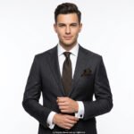 Brown Necktie Patterned Tie Gift Set – 3pc Premium Silk Necktie, Pocket Square & Cufflinks TS-1094