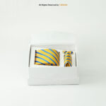 Yellow And Navy Blue Striped Tie Patterned Tie Gift Set – 3pc Premium Silk Necktie, Pocket Square & Cufflinks TS-1095 - Image 4