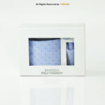 Light Blue Silk Patterned Tie Gift Set – 3pc Premium Silk Necktie, Pocket Square & Cufflinks TS-1100 - Image 2