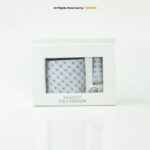 Light Blue And White Diamond Patterned Tie Gift Set – 3pc Premium Silk Necktie, Pocket Square & Cufflinks TS-1101 - Image 2