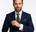 Green Handmade Silk  Patterned Tie Gift Set – 3pc Premium Silk Necktie, Pocket Square & Cufflinks TS-1104