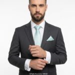 Light Blue Snd Silver Paisley Patterned Tie Gift Set – 3pc Premium Silk Necktie, Pocket Square & Cufflinks TS-1105