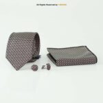 Geometric Patterned Tie Gift Set – 3pc Premium Silk Necktie, Pocket Square & Cufflinks TS-1106