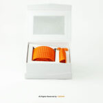 Orange Patterned Tie Gift Set – 3pc Premium Silk Necktie, Pocket Square & Cufflinks TS-1107 - Image 3