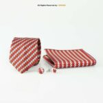 McLaughlin Striped Silk Patterned Tie Gift Set – 3pc Premium Silk Necktie, Pocket Square & Cufflinks TS-1110