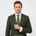 Dark Green Checkered Silk Necktie Patterned Tie Gift Set – 3pc Premium Silk Necktie, Pocket Square & Cufflinks TS-1112