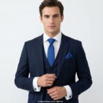 Blue Men's Silk Necktie Patterned Tie Gift Set – 3pc Premium Silk Necktie, Pocket Square & Cufflinks TS-1113