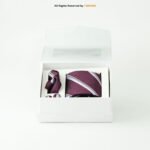 Maroon And Navy Striped Patterned Tie Gift Set – 3pc Premium Silk Necktie, Pocket Square & Cufflinks TS-1118 - Image 2