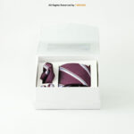 Maroon And Navy Striped Patterned Tie Gift Set – 3pc Premium Silk Necktie, Pocket Square & Cufflinks TS-1118