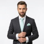 Michelsons of London Mint Semi Plain Tie Gift Set – 3pc Premium Silk Necktie, Pocket Square & Cufflinks TS-1119