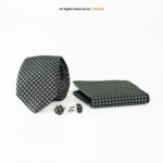 Black And White Plaid Pattern |Tie Gift Set – 3pc Premium Silk Necktie, Pocket Square & Cufflinks TS-1122