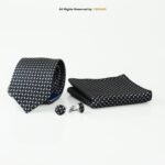 Geometric Pattern Necktie |Tie Gift Set – 3pc Premium Silk Necktie, Pocket Square & Cufflinks TS-1125 - Image 2