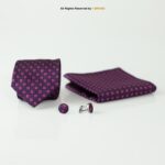 Purple Geometric Necktie |Tie Gift Set – 3pc Premium Silk Necktie, Pocket Square & Cufflinks TS-1126
