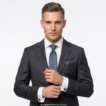 White And Gray Micro-Geometric Necktie |Tie Gift Set – 3pc Premium Silk Necktie, Pocket Square & Cufflinks TS-1127
