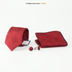Red Paisley Men's Necktie |Tie Gift Set – 3pc Premium Silk Necktie, Pocket Square & Cufflinks TS-1128