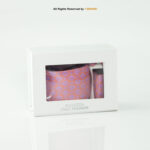 Geometric Peach And Blue Silk |Tie Gift Set – 3pc Premium Silk Necktie, Pocket Square & Cufflinks TS-1129 - Image 2