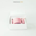 Geometric Peach And Blue Silk |Tie Gift Set – 3pc Premium Silk Necktie, Pocket Square & Cufflinks TS-1129 - Image 3