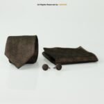 Handcrafted Brown Silk |Tie Gift Set – 3pc Premium Silk Necktie, Pocket Square & Cufflinks TS-1131 - Image 2