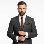 Handcrafted Brown Silk |Tie Gift Set – 3pc Premium Silk Necktie, Pocket Square & Cufflinks TS-1131