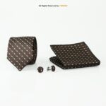 Brown And White Patterned |Tie Gift Set – 3pc Premium Silk Necktie, Pocket Square & Cufflinks TS-1132
