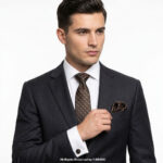 Brown And White Patterned |Tie Gift Set – 3pc Premium Silk Necktie, Pocket Square & Cufflinks TS-1132