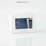 Blue Geometric Patterned Patterned |Tie Gift Set – 3pc Premium Silk Necktie, Pocket Square & Cufflinks TS-1136 - Image 2