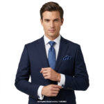Blue Geometric Patterned Patterned |Tie Gift Set – 3pc Premium Silk Necktie, Pocket Square & Cufflinks TS-1136