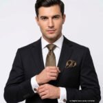 Brown Checkered Silk Patterned |Tie Gift Set – 3pc Premium Silk Necktie, Pocket Square & Cufflinks TS-1137