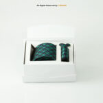 Green And Purple Geometric Pattern |Tie Gift Set – 3pc Premium Silk Necktie, Pocket Square & Cufflinks TS-1141 - Image 3