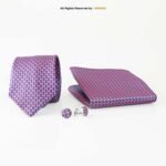 Red And Blue Geometric Pattern |Tie Gift Set – 3pc Premium Silk Necktie, Pocket Square & Cufflinks TS-1142 - Image 2