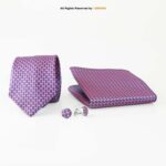 Red And Blue Geometric Pattern |Tie Gift Set – 3pc Premium Silk Necktie, Pocket Square & Cufflinks TS-1142