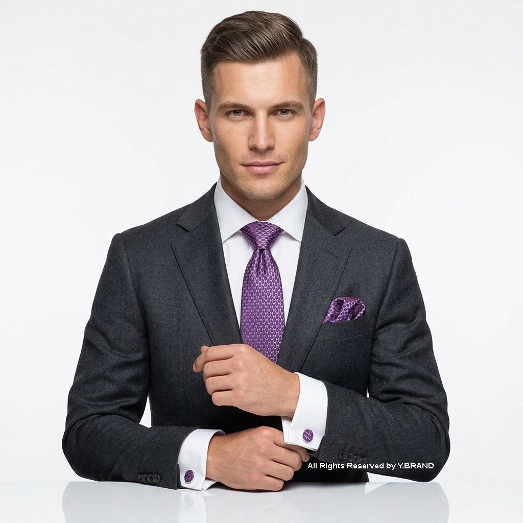 TS-1142c Red And Blue Geometric Pattern |Tie Gift Set – 3pc Premium Silk Necktie, Pocket Square & Cufflinks TS-1142 - Image 1