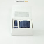 Blue Geometric Pattern |Tie Gift Set – 3pc Premium Silk Necktie, Pocket Square & Cufflinks TS-1144 - Image 3