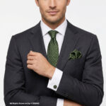 Bright Green Tresanti Men's Silk Pattern |Tie Gift Set – 3pc Premium Silk Necktie, Pocket Square & Cufflinks TS-1146