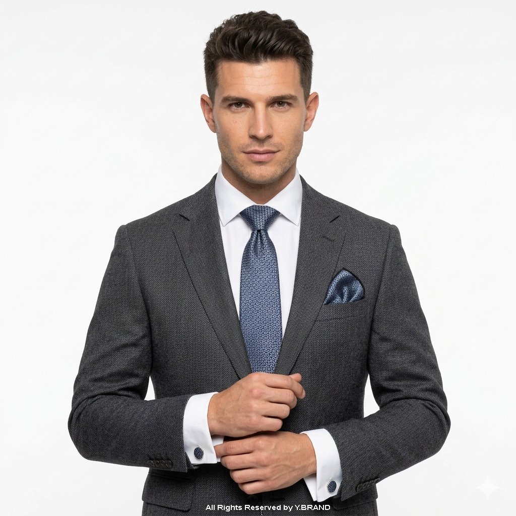 TS-1149c Canali Geometric Silk Pattern |Tie Gift Set – 3pc Premium Silk Necktie, Pocket Square & Cufflinks TS-1149 - Image 1