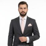 Light Pink Geometric Patterned |Tie Gift Set – 3pc Premium Silk Necktie, Pocket Square & Cufflinks TS-1150