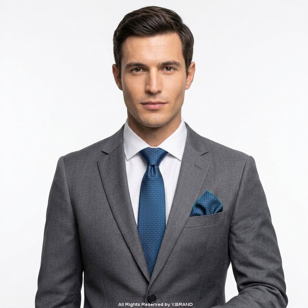 TS-1151c Blue Silk Necktie Patterned |Tie Gift Set – 3pc Premium Silk Necktie, Pocket Square & Cufflinks TS-1151 - Image 1