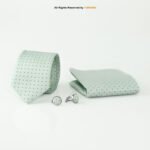Mint Green Silk |Tie Gift Set – 3pc Premium Silk Necktie, Pocket Square & Cufflinks TS-1152 - Image 2
