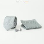 Light Grey Paisley |Tie Gift Set – 3pc Premium Silk Necktie, Pocket Square & Cufflinks TS-1153