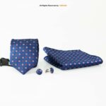 Blue Medallion Necktie Pattern |Tie Gift Set – 3pc Premium Silk Necktie, Pocket Square & Cufflinks TS-1156