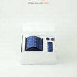 Blue Medallion Necktie Pattern |Tie Gift Set – 3pc Premium Silk Necktie, Pocket Square & Cufflinks TS-1156 - Image 3